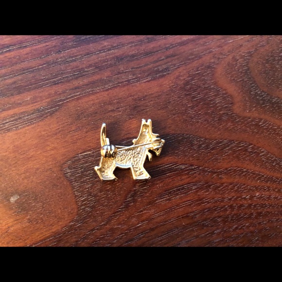 Gold tone & Rhinestone Scottie Dog Pin - Picture 6 of 7